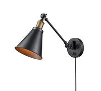 MSGIRVLZL Applique Murale Industrielle À Bras Oscillant Noir - Applique Murale Intérieur Réglable En Métal E27 Lampes De Lecture Pour Tête De Lit Ferme Cuisine Salon Chambre[Classe Énergétique Wi
