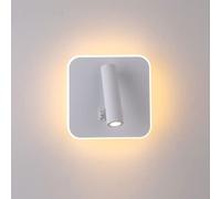 MSGIRVLZL Applique Murale Pour Lampe De Lecture De Chevet Avec Applique Murale De Fond, Appliques Murales Carrées En Aluminium Avec Finition Noire Mate, Appliques Murales Led Modernes Avec Fonction De
