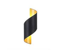 MSGIRVLZL Applique Murale Simple Moderne, Forme Courbée En Métal En Fer Forgé Haut Et Bas Abat-Jour À Led Extérieur Noir Intérieur or Appliques Pour Maison Salon Chambre Restaurants Café/10W White Lig