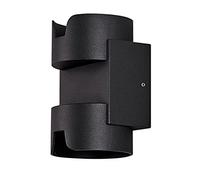 MSGIRVLZL Appliques Murales En Aluminium Lampe Murale Extérieure Moderne Haut Et Bas Éclairage Rond Lampe Murale Noire Pour Balcon Porche Couloir Efficacité Énergétique a +]/Warm Light
