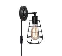 MSGIRVLZL Appliques Murales Vintage Prise Réglable Éclairage Industriel Fil Rustique En Métal Cage Appliques Intérieur Maison Applique Rétro Luminaire - Noir/With Plug