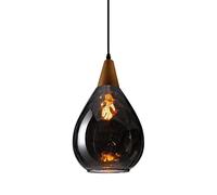 MSGIRVLZL Creative Plafond Décoration Haning Lampes, Luminaires Suspendus En Bois Avec Gouttes D'Eau Abat-Jour En Verre - E27 Lustre Pour Restaurant Bar Couloir Escalier Chambre/Smoky