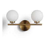 MSGIRVLZL Éclairage Mural À 2 Lumières - Applique Murale Moderne Du Milieu Du Siècle Doré Avec Abat-Jour En Verre, Ampoule Led G4 Pour Salle De Bain, Chambre, Salon, Couloir