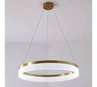 MSGIRVLZL Lampe À Suspension Créative De Salle À Manger, Lampe Suspendue En Aluminium En Métal Doré Avec Abat-Jour Carré Décoratif En Anneau Acrylique, Lampes De Suspension D'Éclairage Led Modernes 40