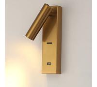 MSGIRVLZL Lampe De Lecture Led Moderne Avec Prise Usb, Applique Murale Réglable Pivotante À 350 ° + 90 °, Lampe De Chevet Dorée, Luminaires Décoratifs Simples Pour Chambre À Coucher (3000K)