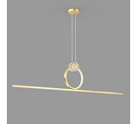 MSGIRVLZL Longues Lumières Suspendues En Laiton Avec Kit Décoratif D'Anneau, Lustres D'Éclairage De Bande De Salle À Manger, Lampe De Suspension Linéaire Moderne D'Îlot De Cuisine De Led, Lumière Pend