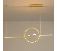 MSGIRVLZL Lustres Longs De Salle À Manger Créatifs, Suspension Linéaire Led Moderne 36W, Lumière D'Ambiance Dimmable De Salon, Lampes Suspendues À Bande Métallique D'Îlot De Cuisine Avec Décoration Ac