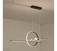 MSGIRVLZL Lustres Longs De Salle À Manger Créatifs, Suspension Linéaire Led Moderne 36W, Lumière D'Ambiance Dimmable De Salon, Lampes Suspendues À Bande Métallique D'Îlot De Cuisine Avec Décoration Ac