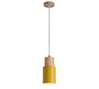 MSGIRVLZL Moderne Simple Pendentif Éclairage Créatif En Métal Suspension Lampe En Bois Massif Cylindrique Réglable Suspensions Mini Décor Lustres En Aluminium Pour Salles À Manger 1 x E27 Max40W Ø10Cm