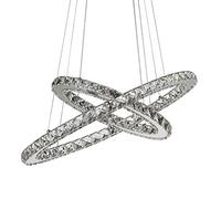 MSGIRVLZL Suspension Circulaire À 2 Lumières Pour Salon, Lampe Suspendue Créative Pour Salle À Manger En Métal En Acier Inoxydable, Luminaire Décoratif Moderne Pour Chambre À Coucher À Led 56W, Lustre