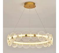 MSGIRVLZL Suspension Créative Pour Chambre À Coucher, Lampes Suspendues En Acier Inoxydable Plaqué or Avec Décoration De Plaque De Verre De Crack De Glace, Lampe À Suspension Led Moderne, Lustres De S