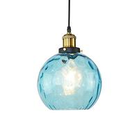 MSGIRVLZL Suspension De Plafond Industriel Rétro, Suspension Sphérique D'Îlot De Cuisine Allume La Lampe Suspendue D'Abat-Jour En Verre Bleu, Lustres D'Éclairage Décoratifs Minimalistes De Couloir E27