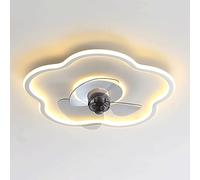 MSGIRVLZL Ventilateur De Plafond De Chambre À Coucher Créatif Avec Lumière, Plafonnier Led Moderne À Intensité Variable, Plafonniers En Métal Blanc Avec Ventilateur Réglable À 4 Vitesses, Lampes De Ve