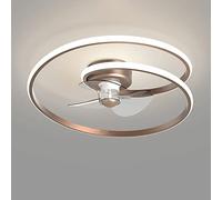 MSGIRVLZL Ventilateur Semi-Encastré Avec Lumière, Lampe De Ventilateur De Plafond Led À Intensité Variable D'Intérieur Moderne De 19,7 Po, Plafonniers En Métal Marron Avec Pale De Ventilateur En Acryl