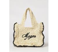 MSGM Kids Borsa a spalla all'uncinetto con logo OS Naturale