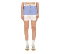 MSGM - Pantaloncini Popeline con Fascia con Logo - - Shorts - Donna - Blu - S