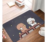 MSHEEFG Tappeto antiscivolo con gatto pesco, tappetino da soggiorno Bubu e Dudu che guardano la luna insieme, tappeto da balcone, decorazione di benvenuto, 40 x 60 cm