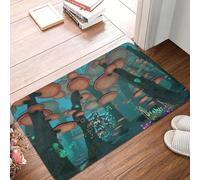 MSHEEFG Zerbino antiscivolo con fungo, sogno, fiaba, foresta, soggiorno, cucina, motivo benvenuto, flanella, ingresso, pavimento anteriore, grasso, 40 x 60 cm
