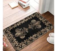 MSHEEFG Zerbino antiscivolo con motivo giglio di giglio, colore nero e oro, tappeto fresco per soggiorno, camera da letto, preghiera, flanella, decorativo, tappeto d'ingresso, pavimento anteriore