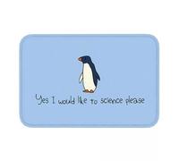 MSHEEFG Zerbino antiscivolo con scritta "Yes I would like to science please Penguin", tappeto per soggiorno, cucina, preghiera, flanella, decorativo, 40 x 60 cm