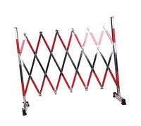 MSHGSKU Barriera Metallica espandibile, cancello Pieghevole Portatile, barriera Stradale Regolabile per parcheggi, ospedali e scuole, Ideale per Viaggi, Rosso e Argento, 1,2 x 1,5 m