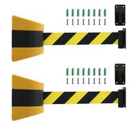 MSHGSKU Barriera Retrattile con Nastro Giallo per Il Controllo della Folla, cordone di Sicurezza da Parete da 9,8 Piedi con Accessori, Nastro di Segnalazione per Eventi, Gestione del traff