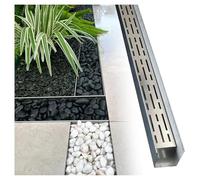 MSHGSKU Griglia di drenaggio Francese Resistente per Piscine e cucine da Esterno, Sistema di drenaggio Decorativo per pavimentazioni, ciottoli e Rocce, Canale d'Acqua a Trincea Argentata (H5*W20CM/H