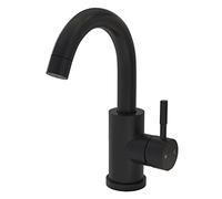 MSHGSKU Rubinetto per lavabo da Bagno Nero Opaco, Girevole a 360°, Mini Rubinetto da Cucina, monoforo, Design Moderno, per lavabo da Esterno, Piastra a 3 Fori, Ideale per Camper e Piccoli