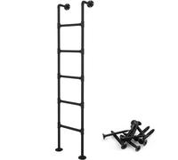 MSHGSKU Scala a Muro in Ferro battuto Nera per Letto a Castello/soppalco, Ideale per dormitorio/Biblioteca/Garage/terrazza/Camper, Altezze da 134 cm a 244 cm. Include Scala di Uscita per f