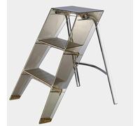 MSHGSKU Scala Pieghevole a Tre gradini in Acrilico, Leggera e Portatile, con ripiano e Sedia multifunzionali, Design salvaspazio, Colore caffè.