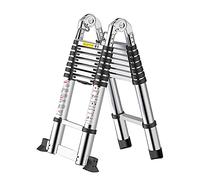 MSHGSKU Scala telescopica Estensibile 2 in 1 - Scala in Alluminio Leggera da 8,2 Piedi per Una Facile conservazione Ideale per progetti all'aperto Strumento Multiuso Durevole e Versatile A