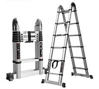 MSHGSKU Scala telescopica Estensibile - Scala telescopica in Alluminio Multiuso, Portatile e Pieghevole, Ideale per L'Ufficio Domestico e l'uso all'aperto - Design Resistente e Leggero