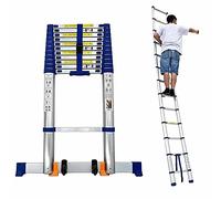 MSHGSKU Scala telescopica in Alluminio per impieghi gravosi da 5 a 8 m, Pieghevole e Retrattile per lavori in casa, soffitta e all'aperto - Scala Multiuso Regolabile, Portatile e Durevole