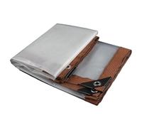 MSHGSKU Telo Impermeabile Resistente 6 m x 7 m, Trasparente, Antipioggia, Ideale per Campeggio e Giardinaggio all'aperto. Resistente ai Raggi UV e alle intemperie, per Tutte Le Stagioni. Lato Marron