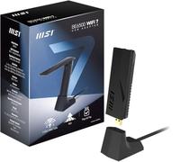 MSI BE6500 Adattatore USB WiFi 7 Tri-Band - WLAN fino a 6,5 Gb/ss (6 GHz, 5 GHz, 2,4 GHz), USB Type-A 3.2 Gen 1, MLO, antenna regolabile, Beamforming, WPA3 - include supporto cablato