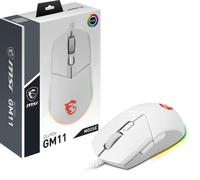 MSI CLUTCH GM11 BIANCO - Gaming Mouse - Sensore ottico da 5000 DPI, simmetrico, 10M+ Click Switch, 6 pulsanti, 1ms di latenza, RGB Mystic Light, 89g - Cablato