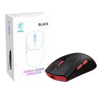 MSI Forge GM340 Wireless Black Mouse Gaming Wireless Wired 12000 DPI, tasso di interrogazione 1000 Hz, Design simmetrico, 50+ Milioni di clic, 6 pulsanti, autonomia 82 ore, latenza 1 ms, 57g