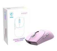 MSI Forge GM340 Wireless Violet Mouse Gaming Wireless Wired 12000 DPI, tasso di interrogazione 1000 Hz, Design simmetrico, 50+ Milioni di clic, 6 pulsanti, autonomia 82 ore, latenza 1 ms, 57g