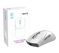 MSI Forge GM340 Wireless White Mouse Gaming Wireless Wired 12000 DPI, tasso di interrogazione 1000 Hz, Design simmetrico, 50+ Milioni di clic, 6 pulsanti, autonomia 82 ore, latenza 1 ms, 57 g