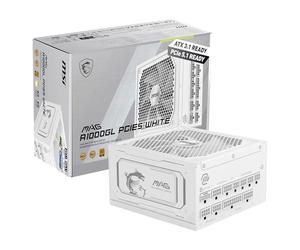 MSI MAG A1000GL PCIE5 - Alimentatore da gioco compatto completamente modulare da 1000 W, 80+ Gold, ATX 3.1 e PCIe 5.1, cavo nativo dual-color 12 V-2 x 6, a basso rumore, cavi con rivestimento in