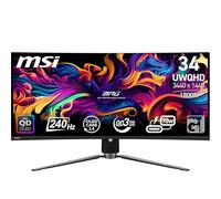 MSI MPG 341CQPX QD-OLED Monitor Curvo Gaming 34" (UWQHD) - Pannello QD-OLED 3440 x 1440 (21:9), 240Hz / 0,03ms, 99,3% DCI-P3, ΔE≤2, DisplayHDR True Black 400, DP 1.4a, HDMI, USB Type-C (PD: 98W)