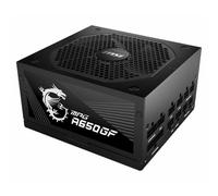 MSI MPG A650GF Alimentatore 650W 80 Plus Gold, Completamente modulare ATX, Supporta 2 x 6+2 GPU, Condensatori Giapponesi 105°C Cavi piatti neri - 10 anni di garanzia