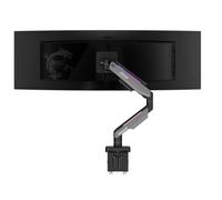 MSI MPG MT201R V2 - Braccio di supporto per monitor singolo RGB premium, supporta schermi da 17-49" e 20 kg, compatibile VESA, supporto regolabile con molla a gas resistente, morsetto e passacavo