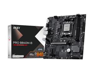 MSI PRO B840M-B, scheda madre mATX - compatibile con processori AMD Ryzen serie 9000/8000 / 7000, socket AM5 - DDR5 Memory Boost (oltre 8000 MT/s in OC), PCIe 4.0 x16, M.2 Gen4, LAN 2.5G