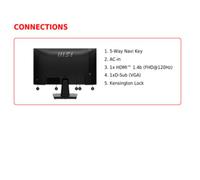 MSI PRO MP225 E12VL - Monitor per computer FHD da 22 pollici, 1920 x 1080 VA, 144 Hz, 1 ms, sincronizzazione adattativa, cura degli occhi, HDMI 1.4b, inclinazione regolabile, montaggio VESA, nero