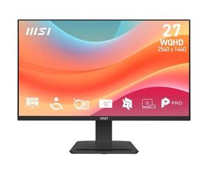 MSI PRO MP273Q E7 Schermo Computer WQHD 27" 2560x1440 IPS, 75 Hz, 1 ms, HDR Ready, Adaptive-Sync, Cura degli occhi, HDMI 2.0, DP 1.2a, Inclinazione regolabile, Supporto Vesa, Nero