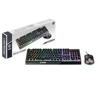 MSI Vigor GK30 COMBO IT Tastiera Gaming Semi Meccanica + Mouse Gaming Clutch GM11, LED RGB Mystic Light, hotkey multimediali, idrorepellente, ideale per Gaming e Ufficio, Layout ITALIANO QWERTY