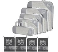 MSIHEY 9 Pezzi Divisori Valigia, Organizer Valigia Compressione Salvaspazio per Vestiti, Scarpe, con 4 Borse per Scarpe (Colore Grigio)