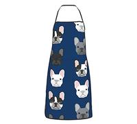 MSINCUDJ Grembiuli da Cucina, Bulldog Francese Blu Navy Grembiule da Cucina con Tasche, Grembiule da Cuoco Impermeabile Regolabile Bavaglino per Unisex