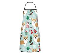 MSINCUDJ Grembiuli da Cucina, Corgi Christmas Christmas Corgi Dogs Grembiule da Cucina con Tasche, Grembiule da Cuoco Impermeabile Regolabile Bavaglino per Unisex